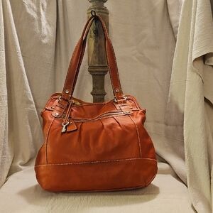 Fossil Leather Shoulder Bag - Rich Orange